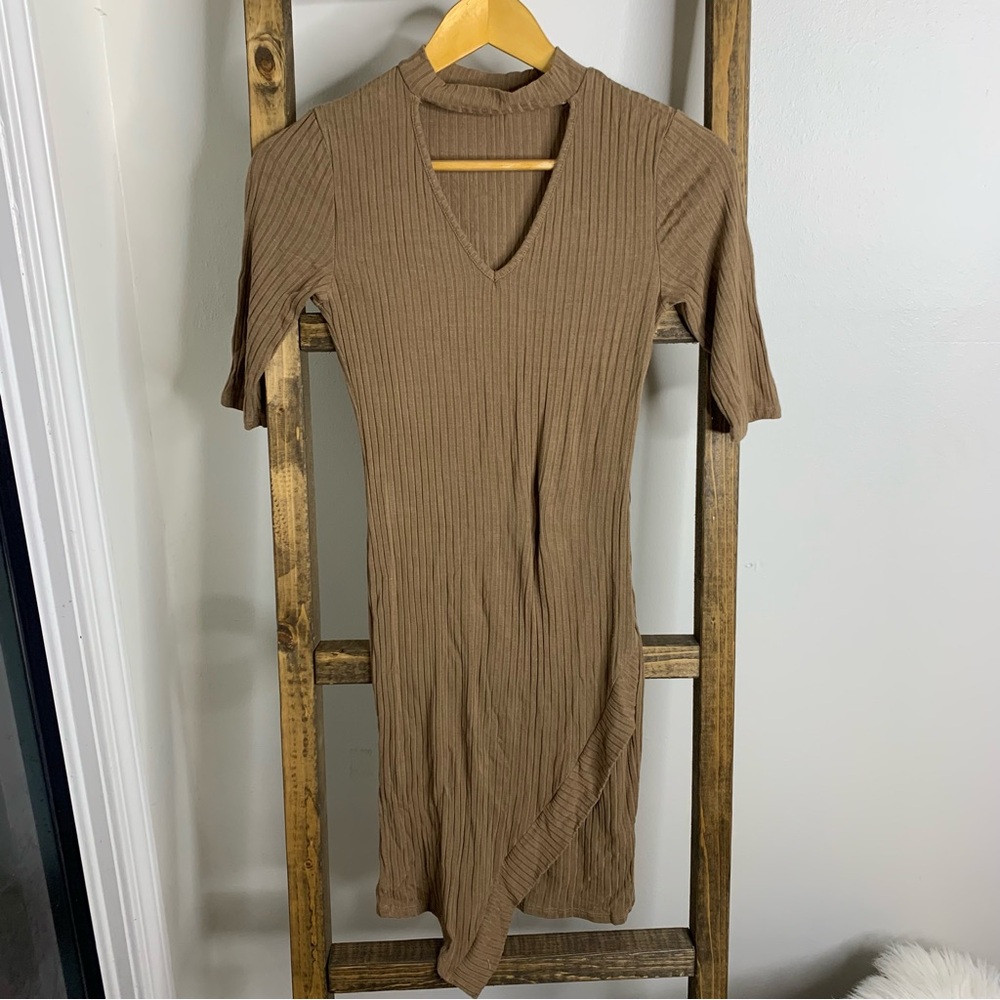 Heart & Hips Tan Ribbed Dress